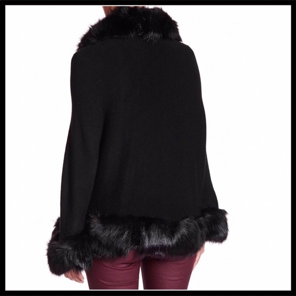 LUXE FAUX FUR CAPE PONCHO BLANKET WRAP COAT A3C - Picture 2 of 8